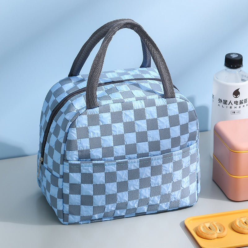 Waterproof Checkered Lunch Bag With Pockets