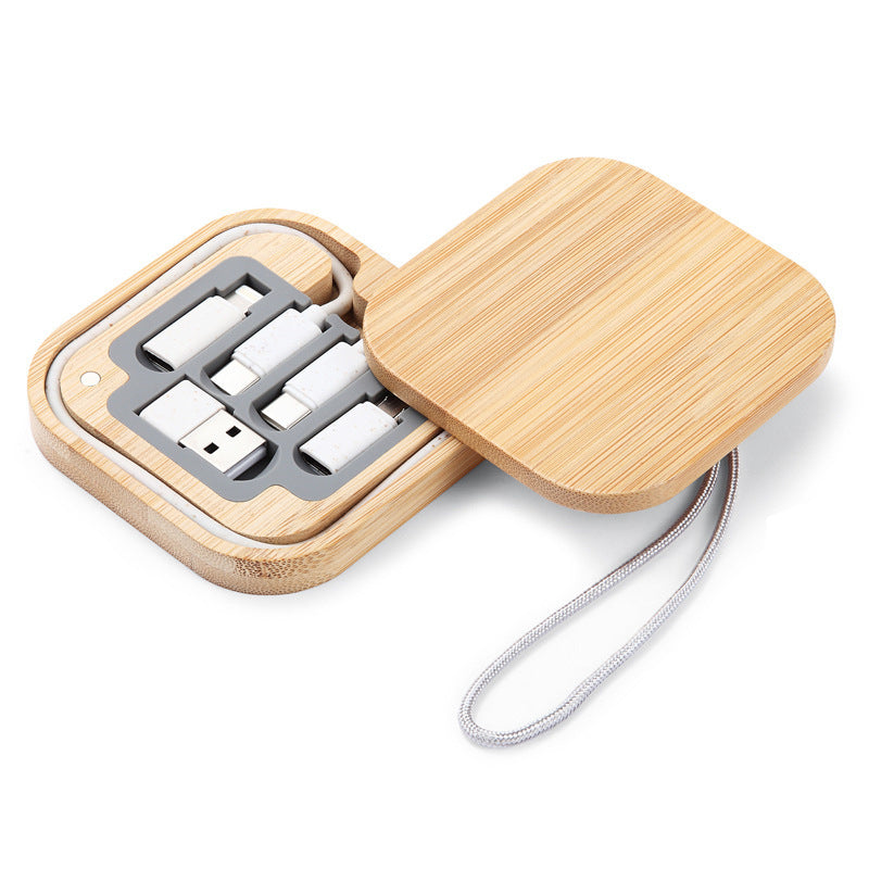 Bamboo Type-C Cable And Adapter Storage