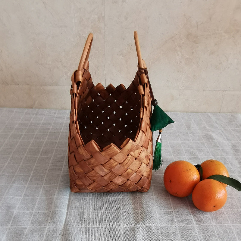 Round Handle Bamboo Woven Gift Box