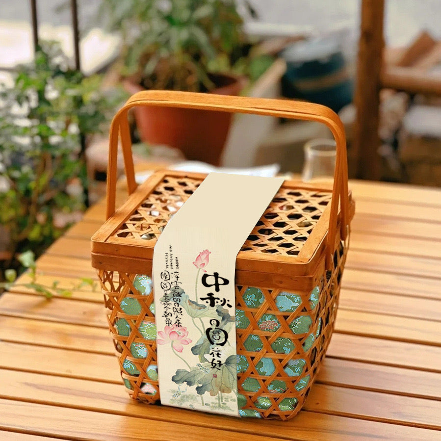 Bamboo Woven Basket Gift Box With Lid