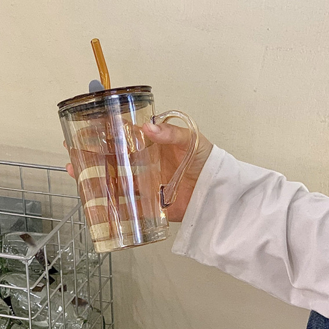 Glass Mug With Lid And Straw