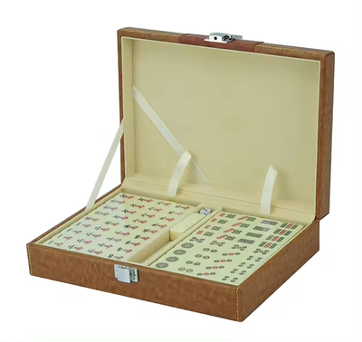 Chinese Mahjong Game Set Leather Lockable Box