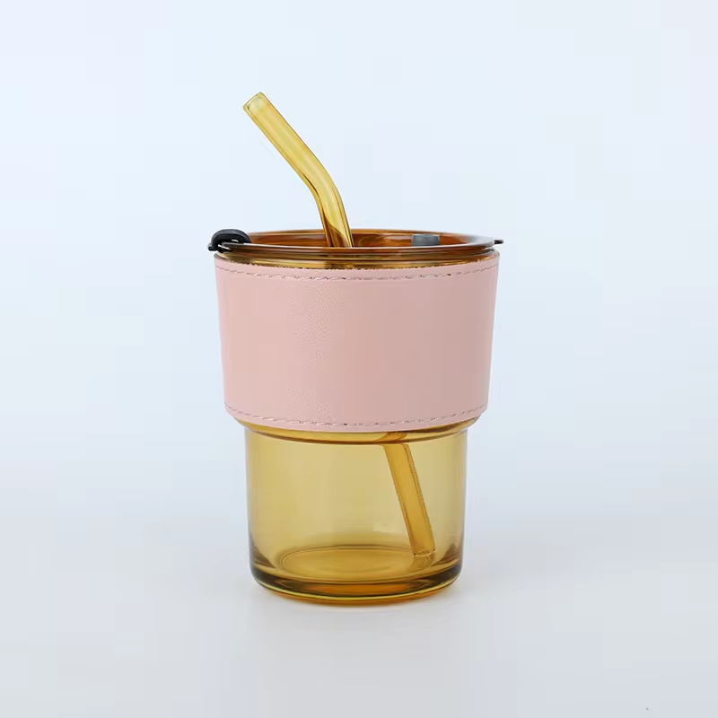 Glass Cup With Straw And Lid