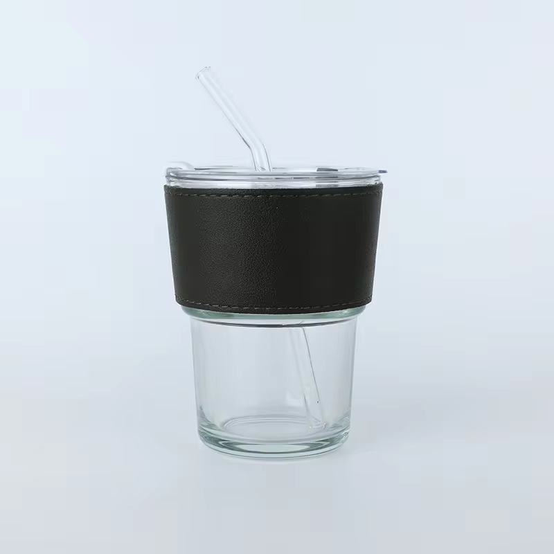 Glass Cup With Straw And Lid